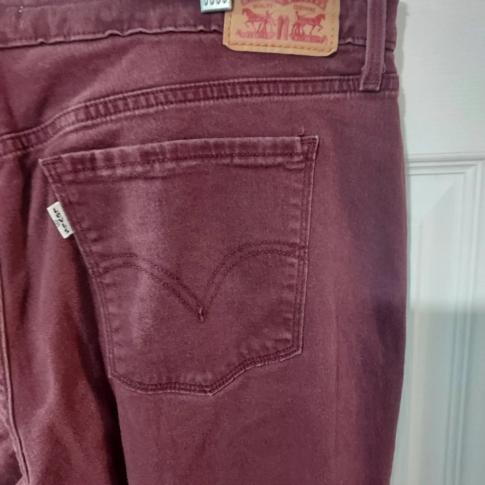 Levi's 505 Straight Burgundy Jeans in Size 16 W33/L32 - Picture 7 of 11